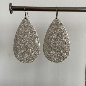 Nickel & Suede 3” Gold Satin Teardrop Earrings